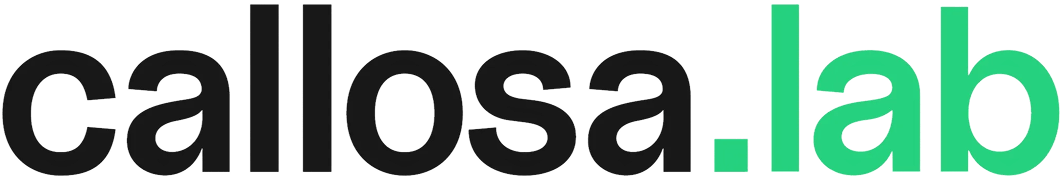 callosa.lab Logo in Schwarz mit grünem Akzent – modernes Markenzeichen der Firma callosa.lab, betont klare Typografie, technologische Kompetenz und Innovationsfokus.